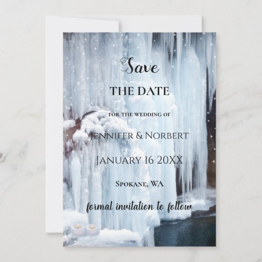 Sparkling Ice Winter Bruiloft Save the Date Kaart (Achterkant)