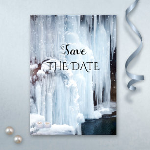 Sparkling Ice Winter Bruiloft Save the Date Kaart