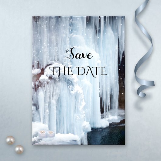 Sparkling Ice Winter Bruiloft Save the Date Kaart