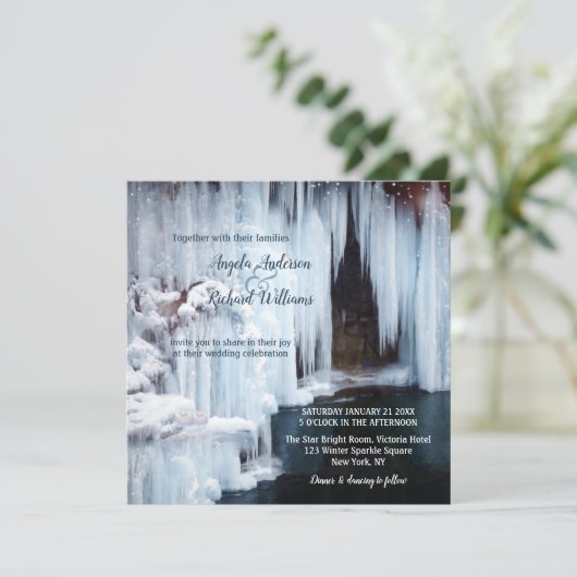 Sparkling Icicles Winter bruiloft uitnodiging (Staand voorkant)