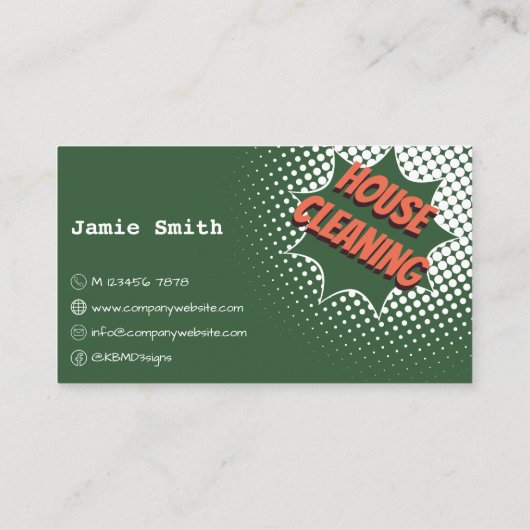 Sparkling Impressions Green & White House Schoonma Visitekaartje (Achterkant)