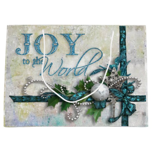 Sparkling Jeweled Blauwgroen en Zilver Gepersonali Groot Cadeauzakje (Voorkant)