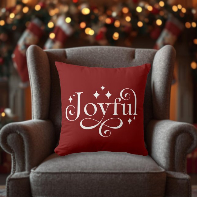 Sparkling Joyful Burgundy Throw Pillow Kussen (Sparkling Joyful Burgundy Throw Pillow)