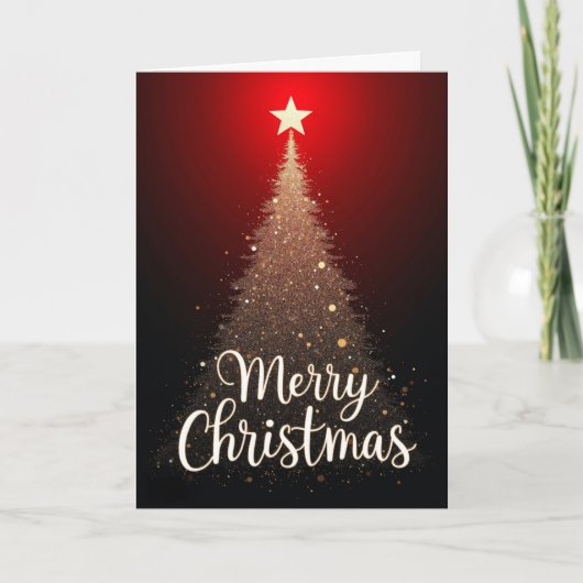 Sparkling Kerstkaart met Boom Kaart (Voorkant)