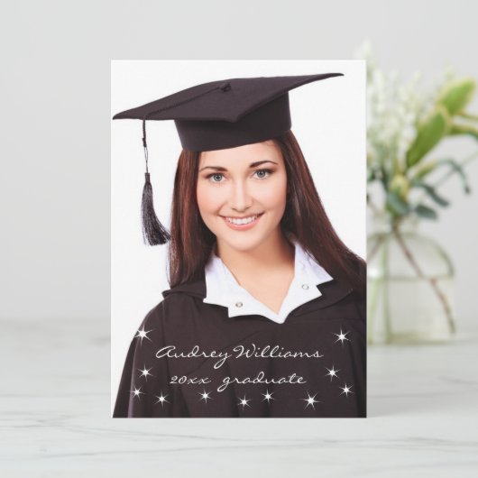 Sparkling Lights Afstuderen Aankondiging met Jaar (Staand voorkant)