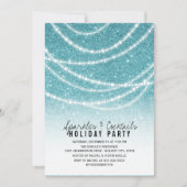 Sparkling Lights Blauw Glitter Vakantie Feest Uitn Kaart (Voorkant)