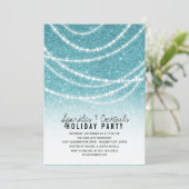 Sparkling Lights Blauw Glitter Vakantie Feest Uitn Kaart (Staand voorkant)