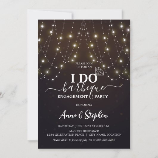 Sparkling Lights Ik doe BBQ Engagement Party Kaart (Voorkant)