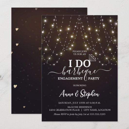 Sparkling Lights Ik doe BBQ Engagement Party Kaart (Voorkant / Achterkant)