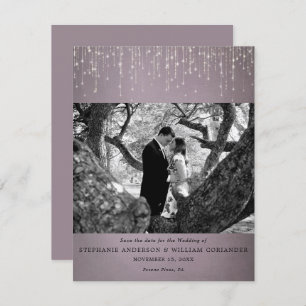 Sparkling Lights Mauve Foto Opslaan van de datum Kaart