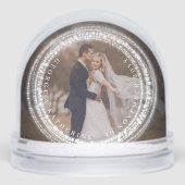 Sparkling Lights Mr & Mrs First Christmas Photo Sneeuwbol (Voorkant)
