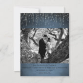 Sparkling Lights Navy Blue Foto Save the Date Kaart (Voorkant)