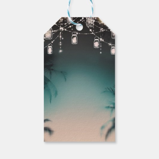 Sparkling Lights Palm Trees Elegant Cadeaulabel (Achterkant)