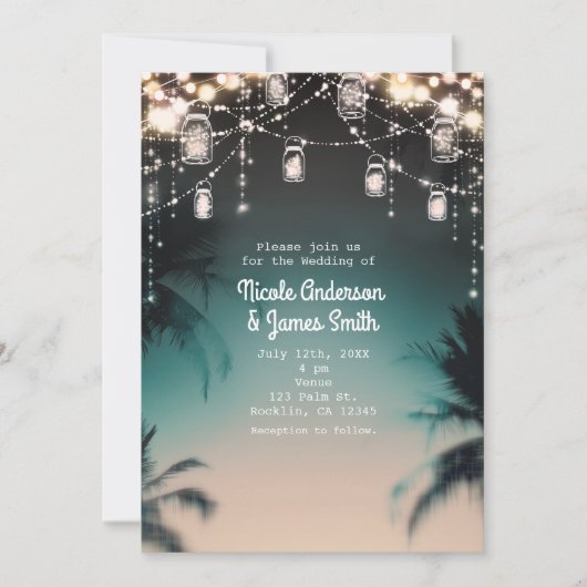 Sparkling Lights Palm Trees Elegant Kaart (Voorkant)