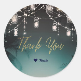 Sparkling Lights Palm Trees Elegant Ronde Sticker