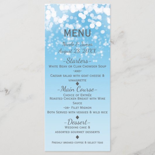 Sparkling Lights Romantisch Winter Wonderland Menu (Voorkant)