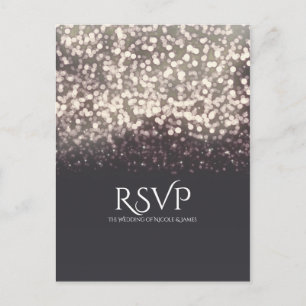 Sparkling Lights Romantische Grijze Moderne Trouw- Uitnodiging Briefkaart