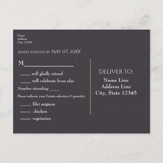 Sparkling Lights Romantische Grijze Moderne Trouw- Uitnodiging Briefkaart (Achterkant)