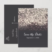 Sparkling Lights Romantische Grijze Trouwdatum Bew Aankondigingskaart (Voorkant / Achterkant)