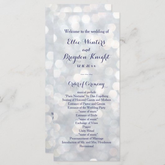 Sparkling Lights Wedding Program Programmakaart (Voorkant / Achterkant)