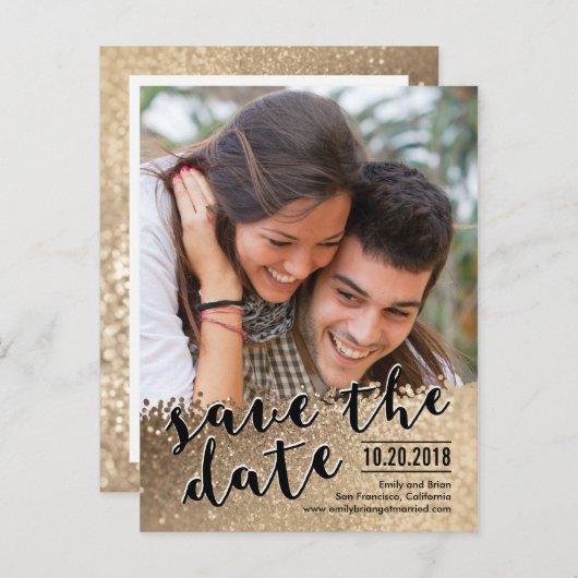 Sparkling Love Save the Date Briefkaart (Voorkant / Achterkant)