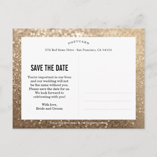 Sparkling Love Save the Date Briefkaart (Achterkant)