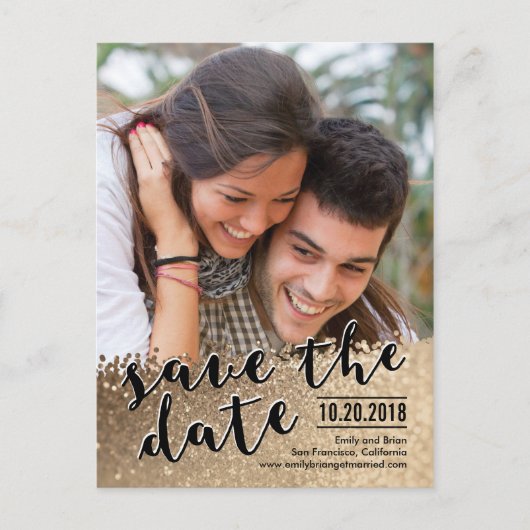 Sparkling Love Save the Date Briefkaart (Voorkant)