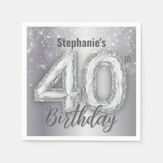 Sparkling Luxe Edelsteen 40e verjaardag Servet (Voorkant)
