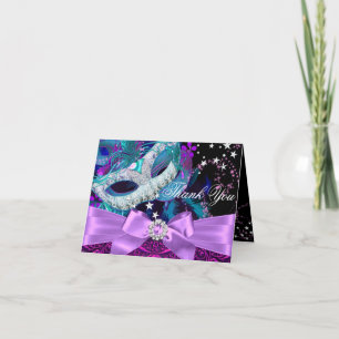 Sparkling Masker & Strik Masquerade Bedankkaart