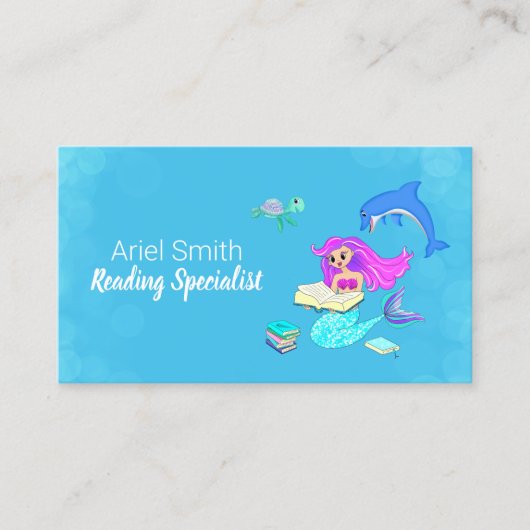 Sparkling Mermaid Reading Books Visitekaartje (Voorkant)