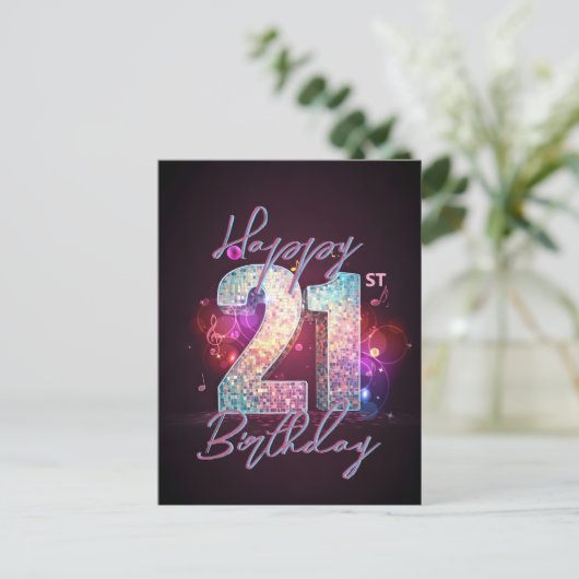 Sparkling Modern Chic Disco Dance 21e verjaardag Briefkaart (Staand voorkant)