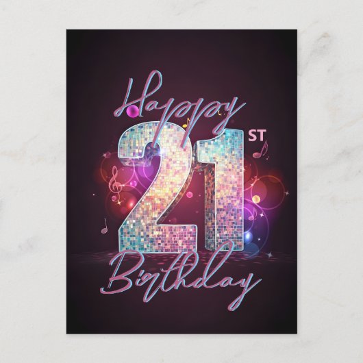 Sparkling Modern Chic Disco Dance 21e verjaardag Briefkaart (Voorkant)