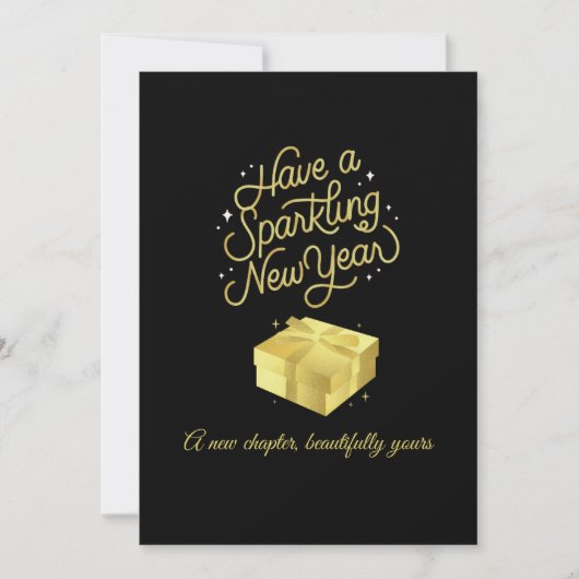Sparkling New Year Black Card Design Feestdagenkaart (Voorkant)