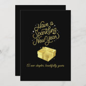 Sparkling New Year Black Card Design Feestdagenkaart (Voorkant / Achterkant)