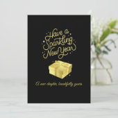 Sparkling New Year Black Card Design Feestdagenkaart (Staand voorkant)