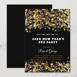 Sparkling New Year's Eve Party 2024 Gold Glitter Kaart