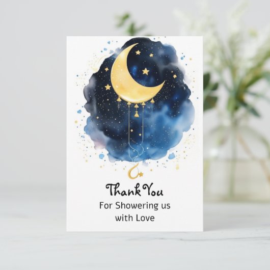 Sparkling Night Sky Baby shower Bedankkaart (Staand voorkant)
