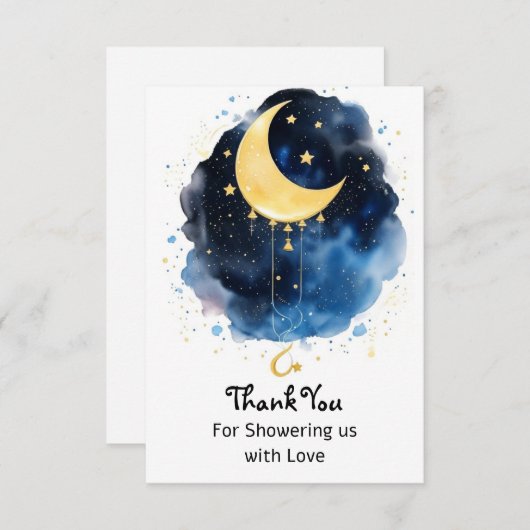 Sparkling Night Sky Baby shower Bedankkaart (Voorkant / Achterkant)