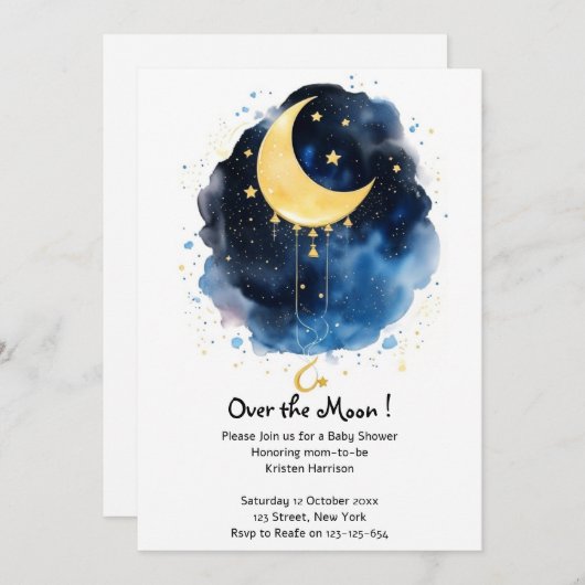 Sparkling Night Sky Baby shower Kaart (Voorkant / Achterkant)