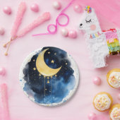 Sparkling Night Sky Baby shower Papieren Bordje (Feest)