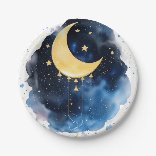 Sparkling Night Sky Baby shower Papieren Bordje (Voorkant)