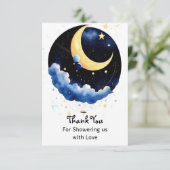 Sparkling Nighttime Boy Baby shower Bedankkaart (Staand voorkant)