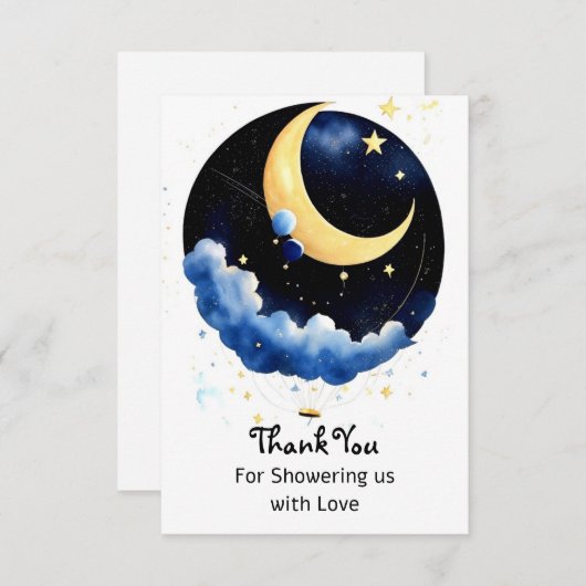 Sparkling Nighttime Boy Baby shower Bedankkaart (Voorkant / Achterkant)