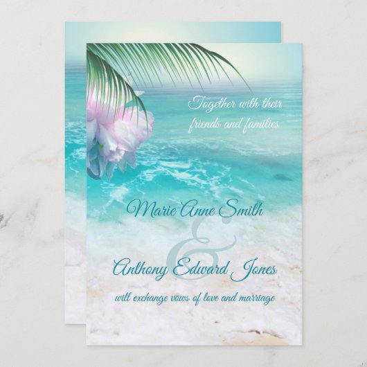 SPARKLING OCEAN WATERS Wedding Invitation Kaart (Voorkant / Achterkant)