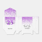 Sparkling Paarse Glitter Witte Verjaardag Dank u Bedankdoosjes (Uitgevouwen)