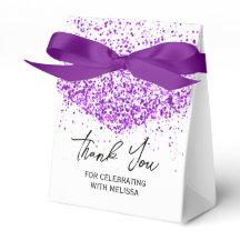 Sparkling Paarse Glitter Witte Verjaardag Dank u