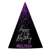 Sparkling Paarse Glitter Zwart Any Age Verjaardag