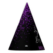 Sparkling Paarse Glitter Zwart Any Age Verjaardag Feesthoedjes (Links)