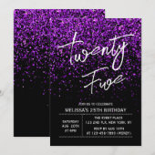 Sparkling Paarse Glitter Zwart Any Age Verjaardag Kaart (Voorkant / Achterkant)