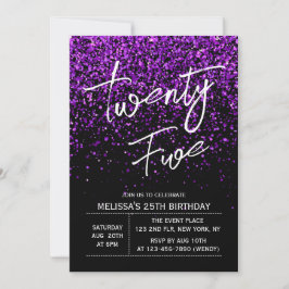 Sparkling Paarse Glitter Zwart Any Age Verjaardag Kaart